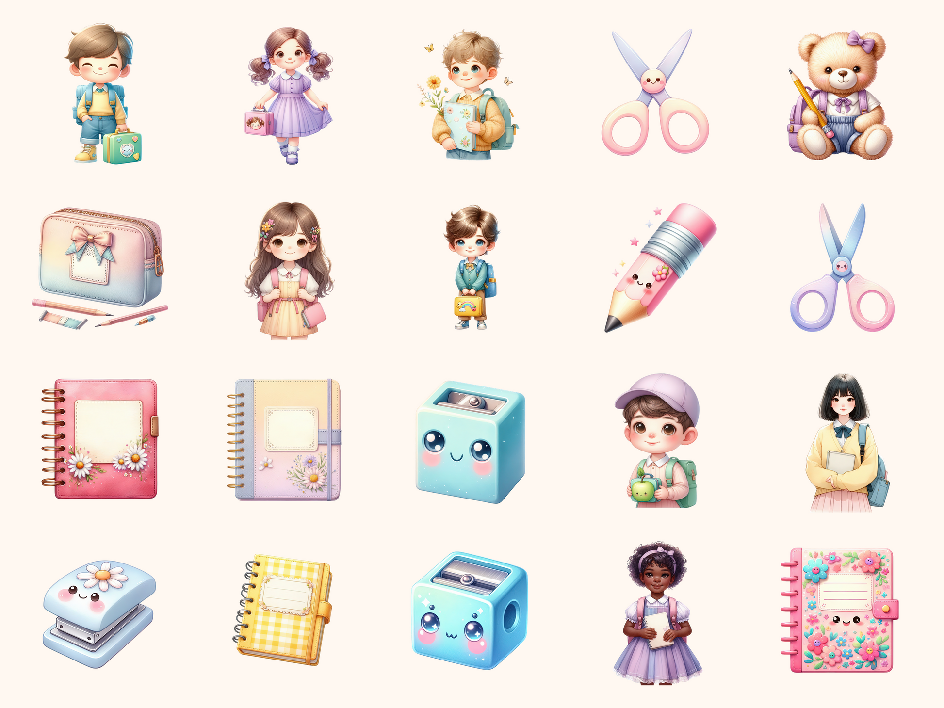 Pastel Back to School Clipart
