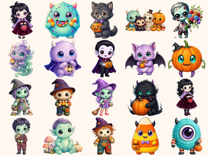 Little Halloween Monsters Clipart