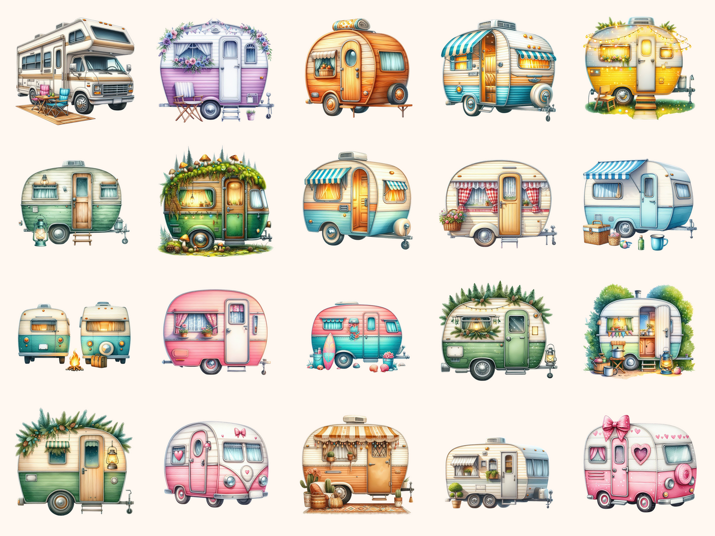 Camping Caravans Clipart