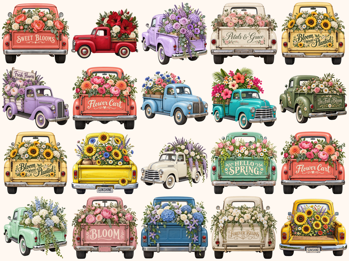 Floral Trucks Clipart