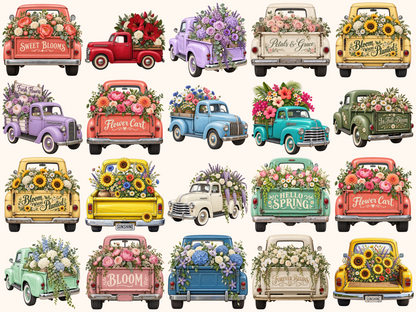Floral Trucks Clipart