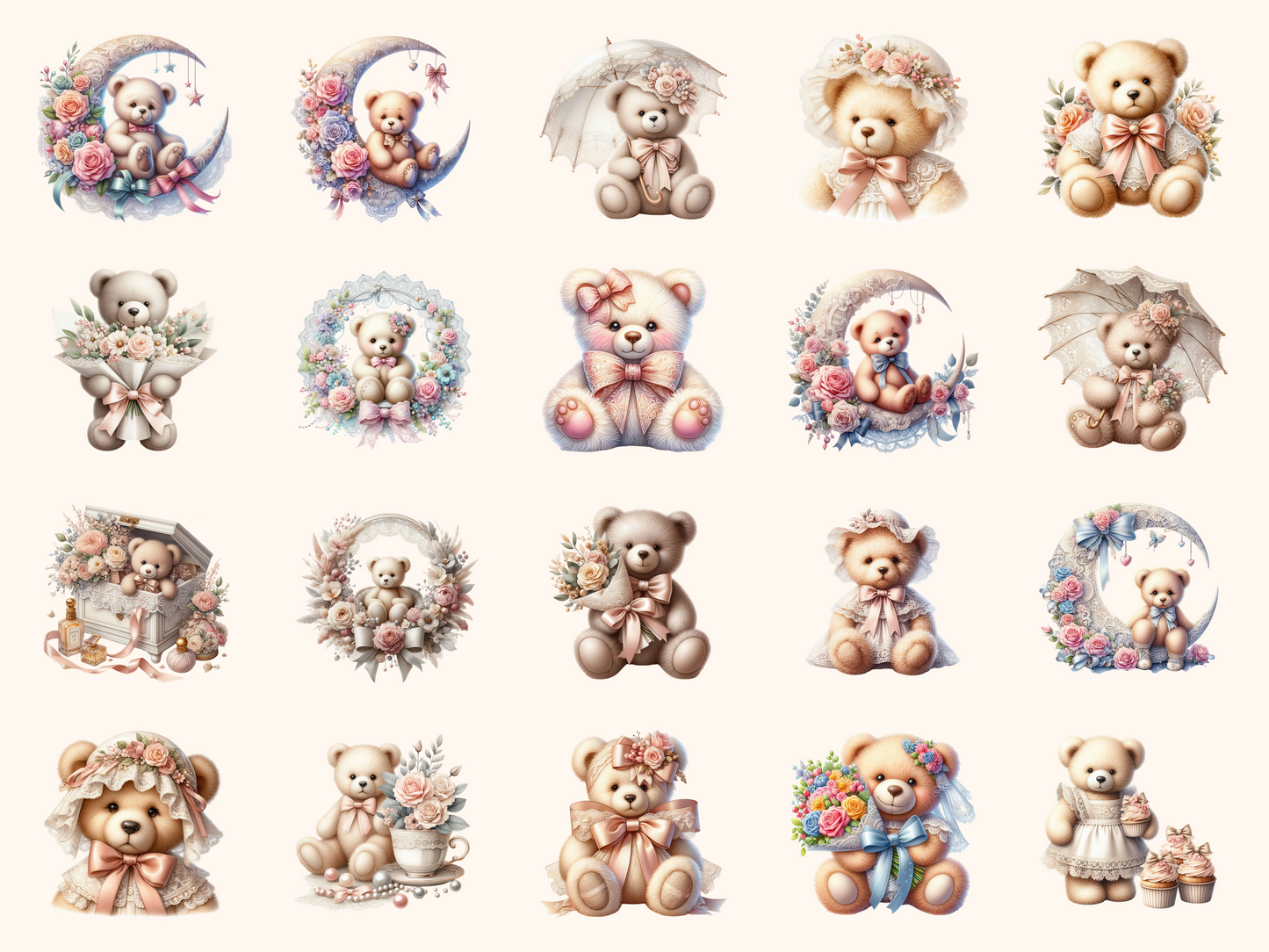 Lace Teddy Bears Clipart