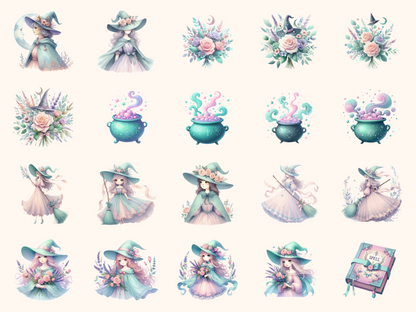 Pastel Witches Clipart