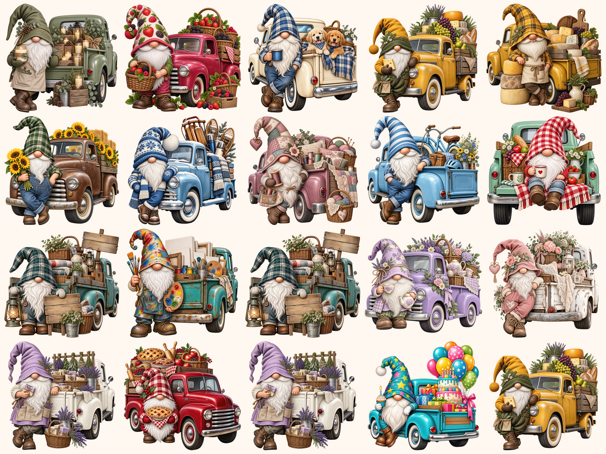 Truck Gnomes Clipart
