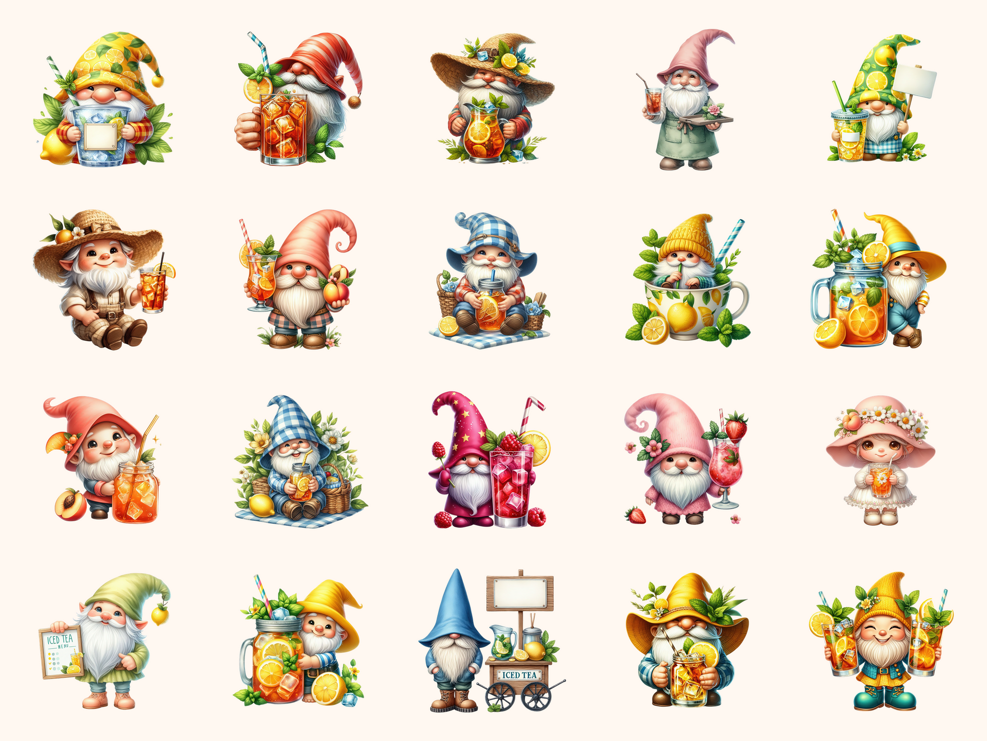 Iced Tea Gnomes Clipart