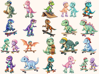 Dino Skaters Clipart