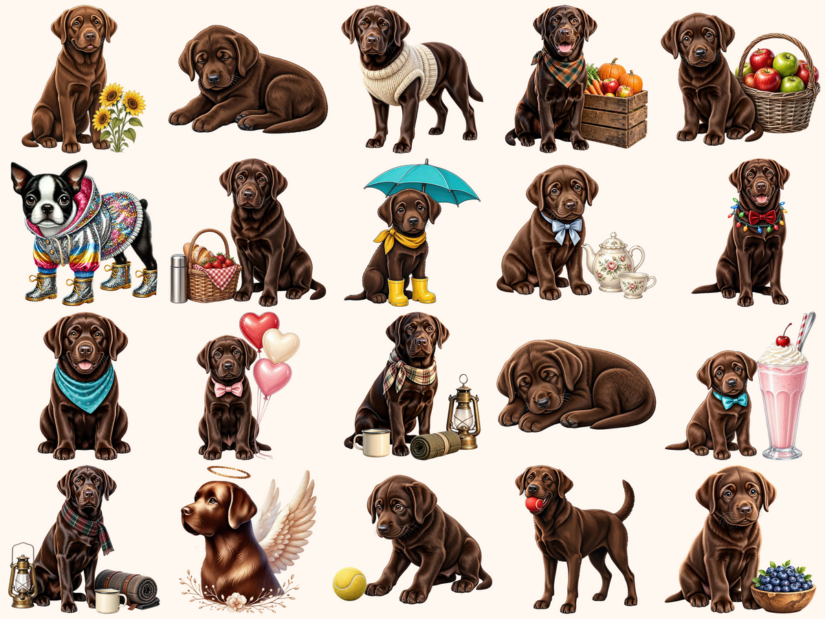 Brown Labradors Clipart