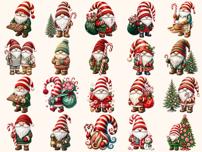 Candy Cane Gnomes Clipart