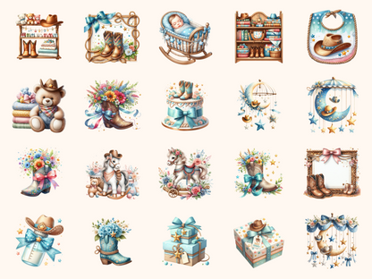 Cowboy Baby Shower Clipart