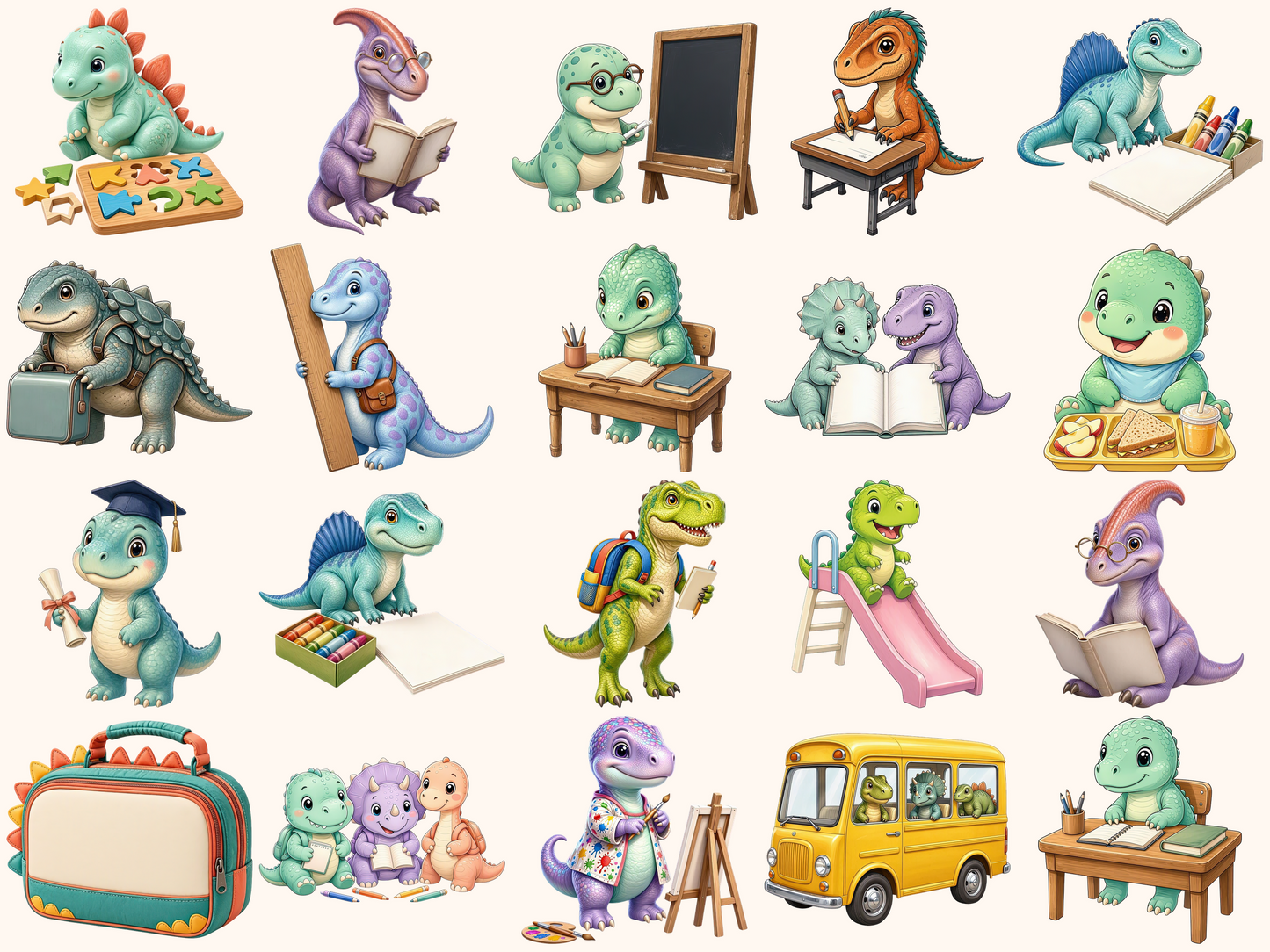 School Dinosaurs Clipart