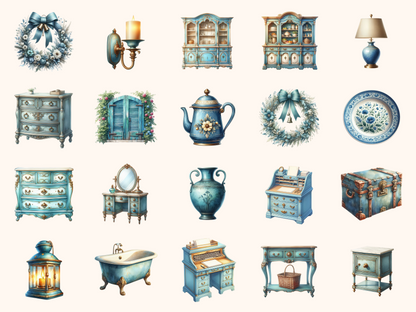 Patina Blue Home Clipart
