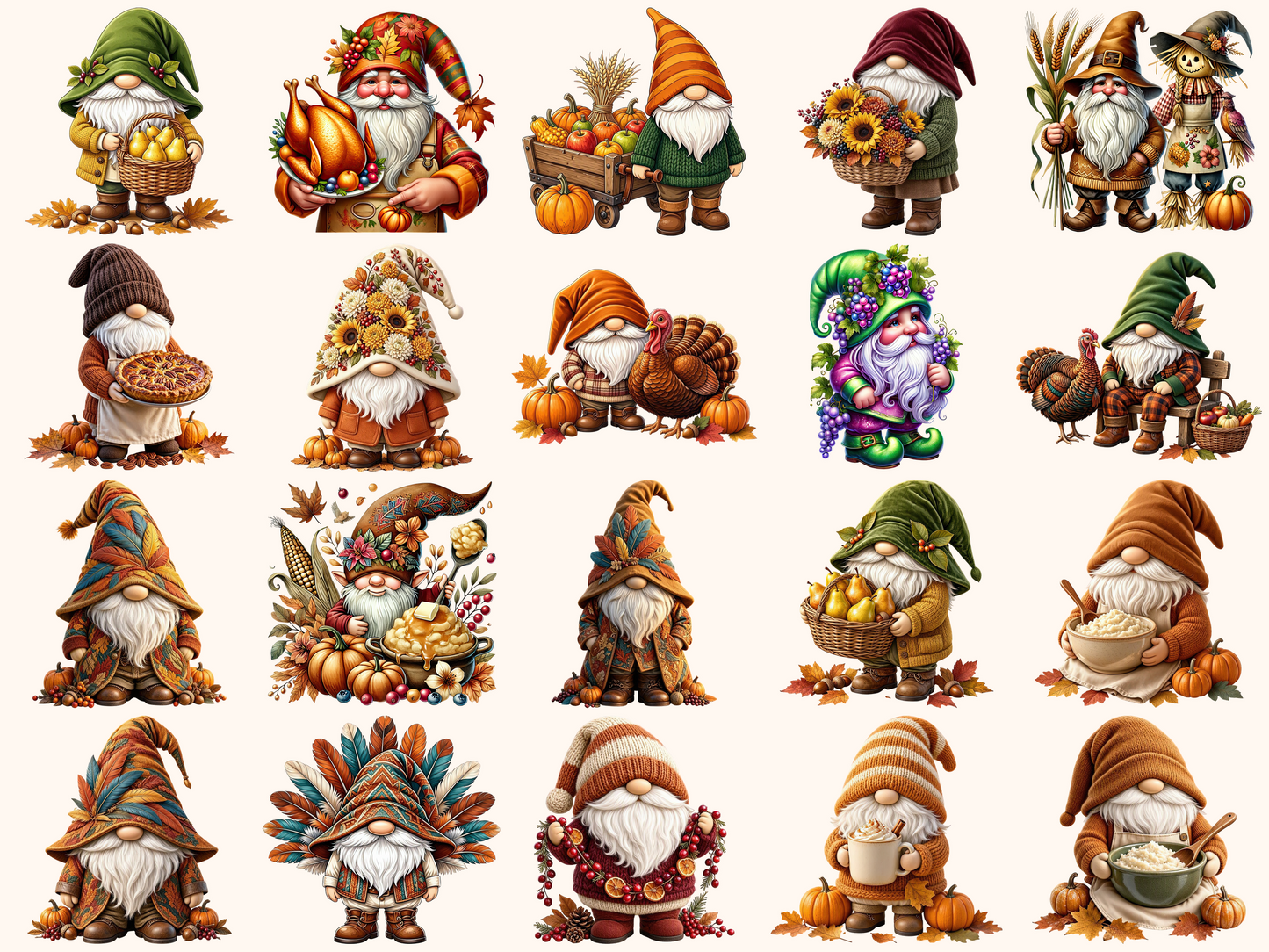 Thanksgiving Gnomes Clipart