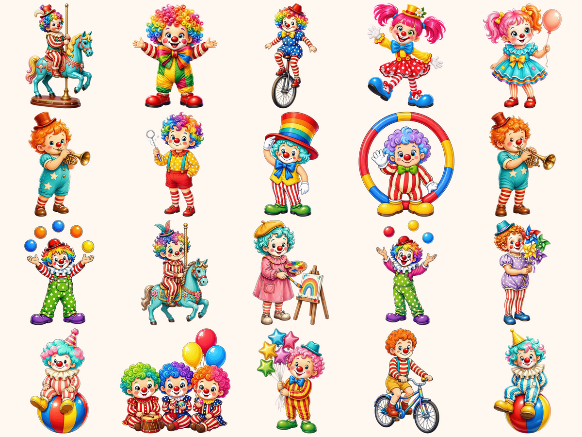 Kid Clowns Clipart