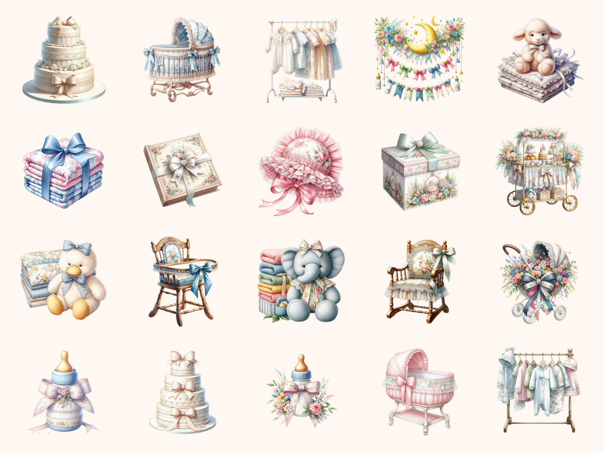 Toile Baby Shower Clipart