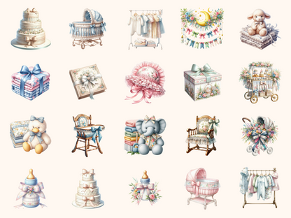 Toile Baby Shower Clipart
