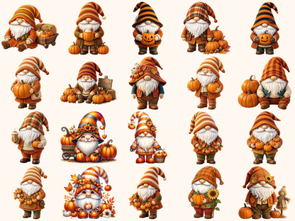 Pumpkin Gnomes Clipart