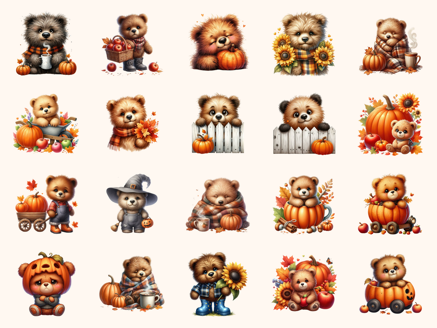 Autumn Bears Clipart