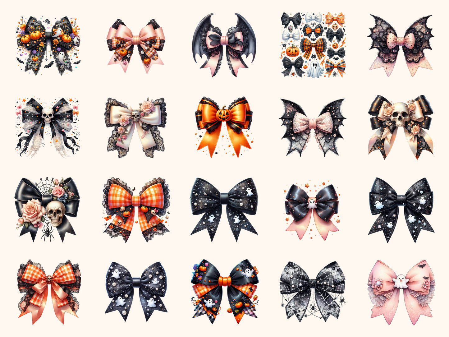 Coquette Halloween Bows Clipart
