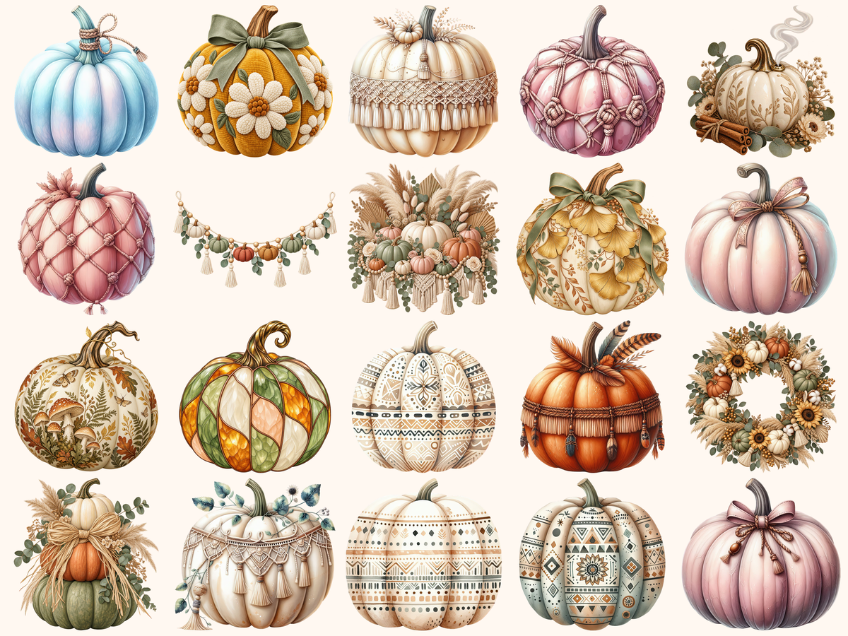 Boho Pumpkins Clipart — listing preview 3