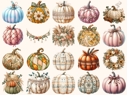 Boho Pumpkins Clipart — listing preview 3