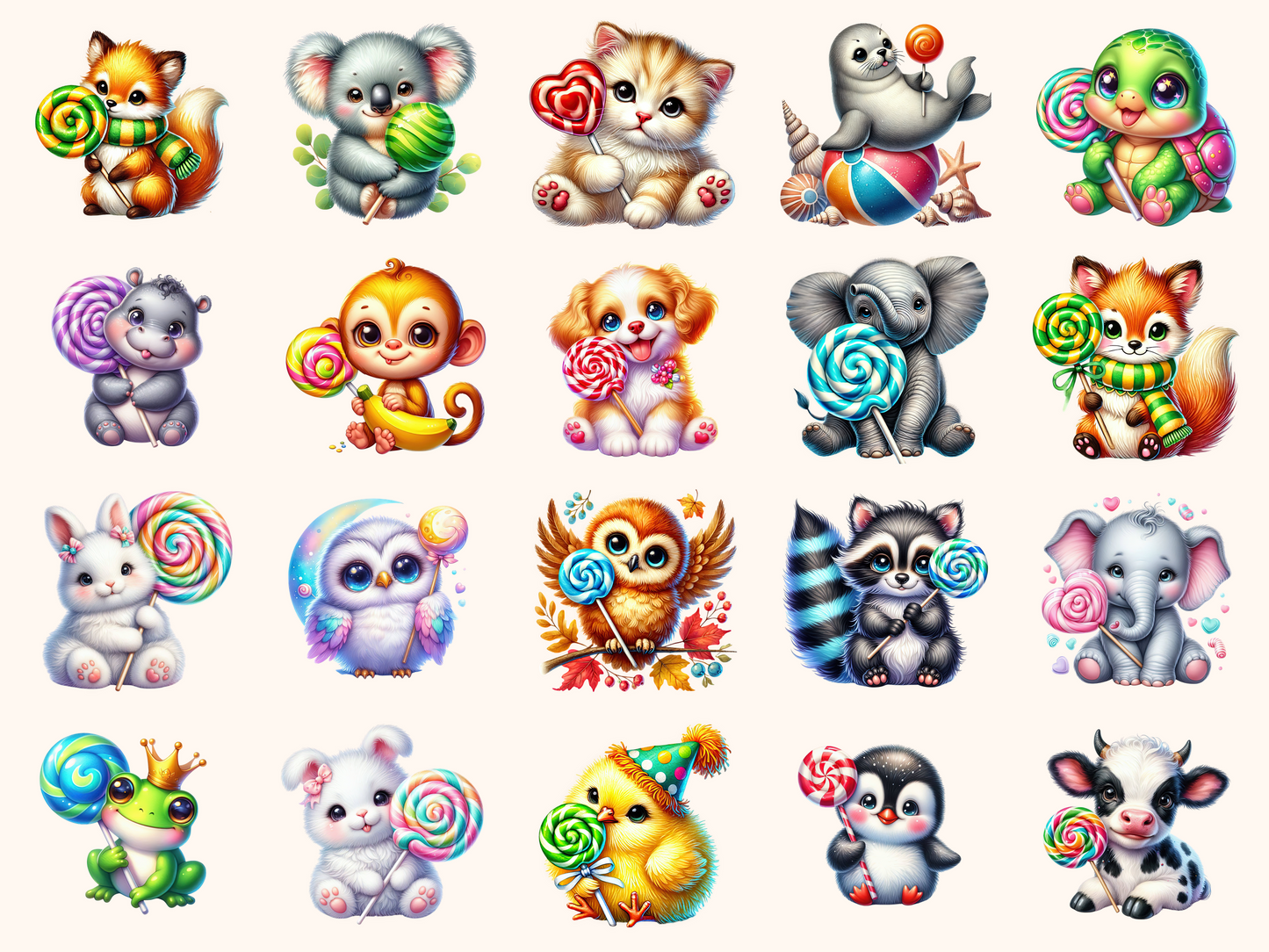 Lollipop Animals Clipart