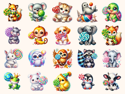 Lollipop Animals Clipart
