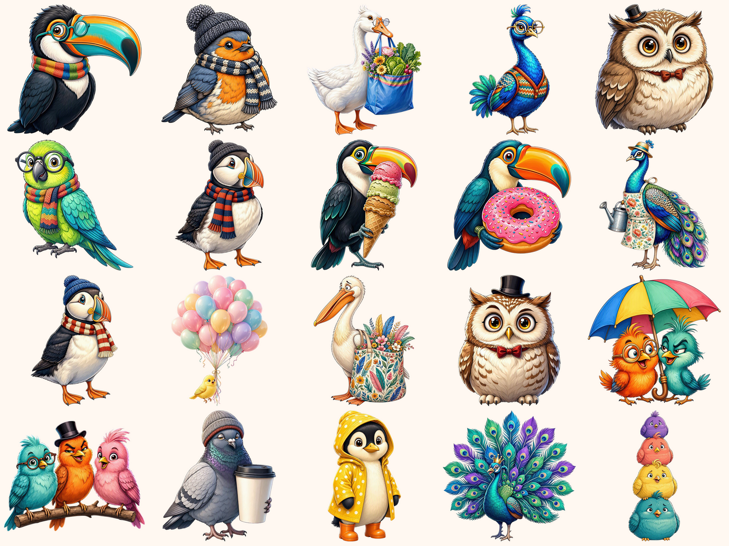 Quirky Birds Clipart