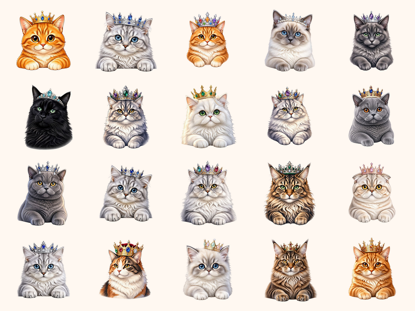 Cats with Crowns Clipart