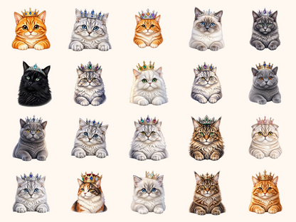 Cats with Crowns Clipart