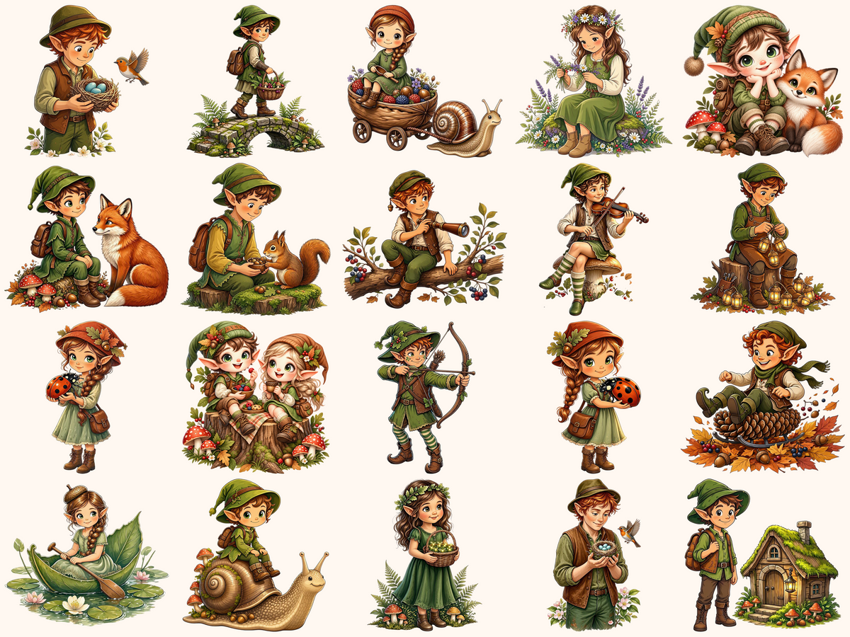 Woodland Elves Clipart