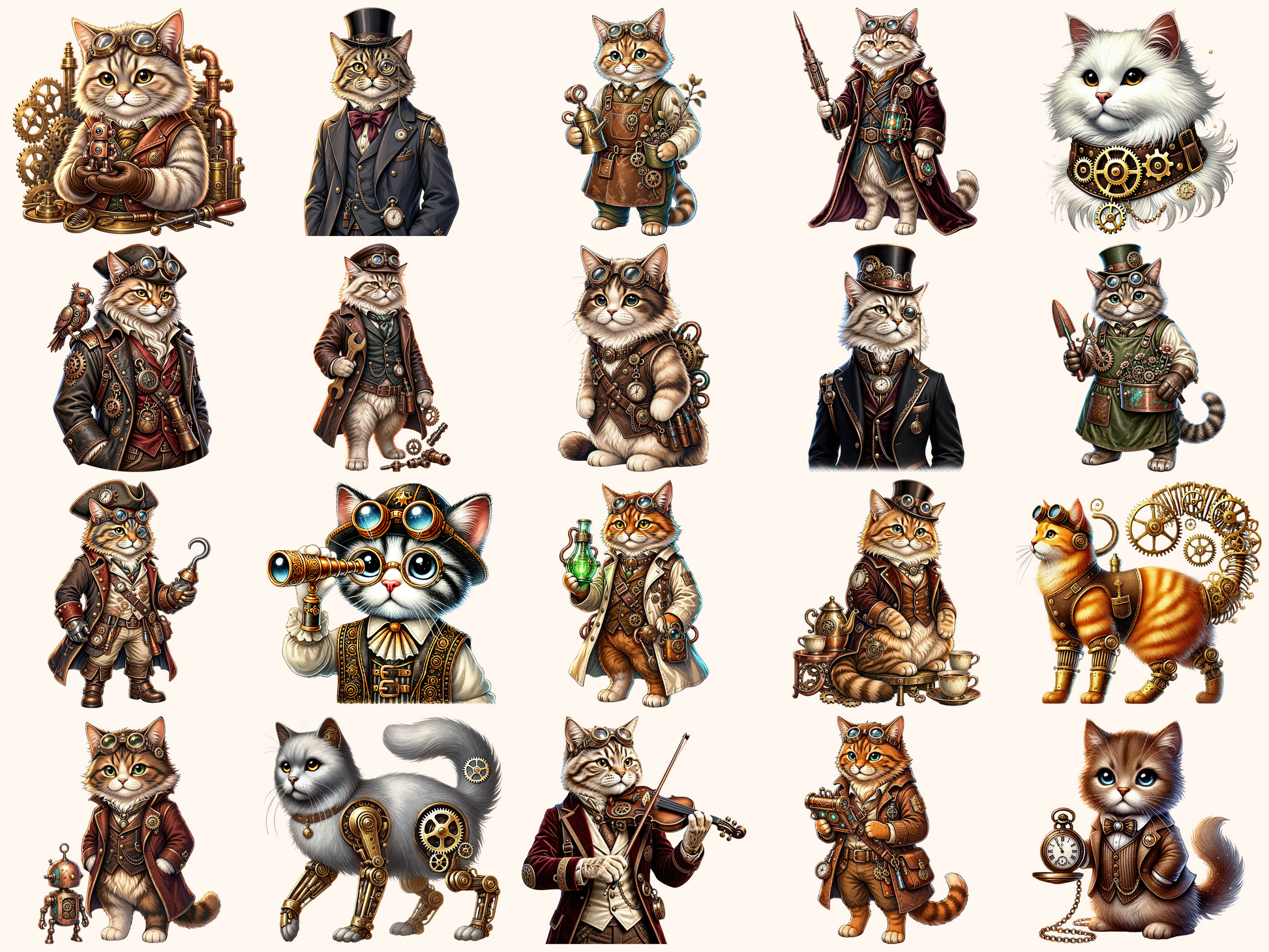 Steampunk Cats Clipart