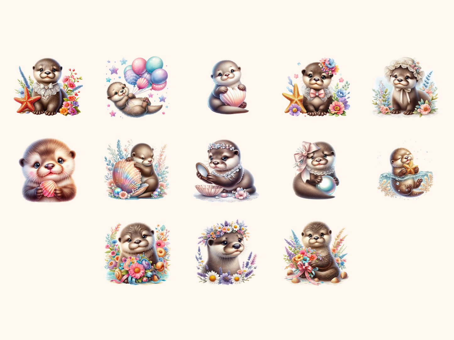 Baby Otters Clipart