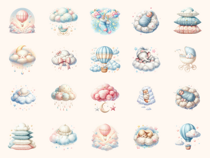 Cloud Nine Baby Shower Clipart