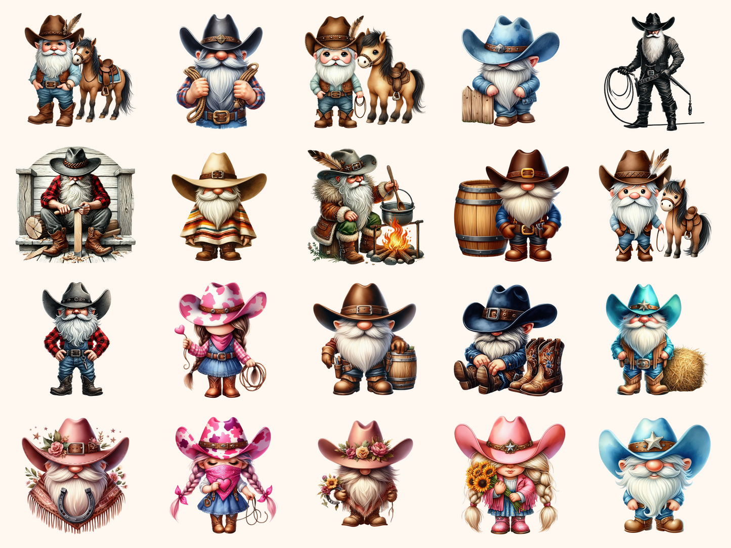 Cowboy Gnomes Clipart