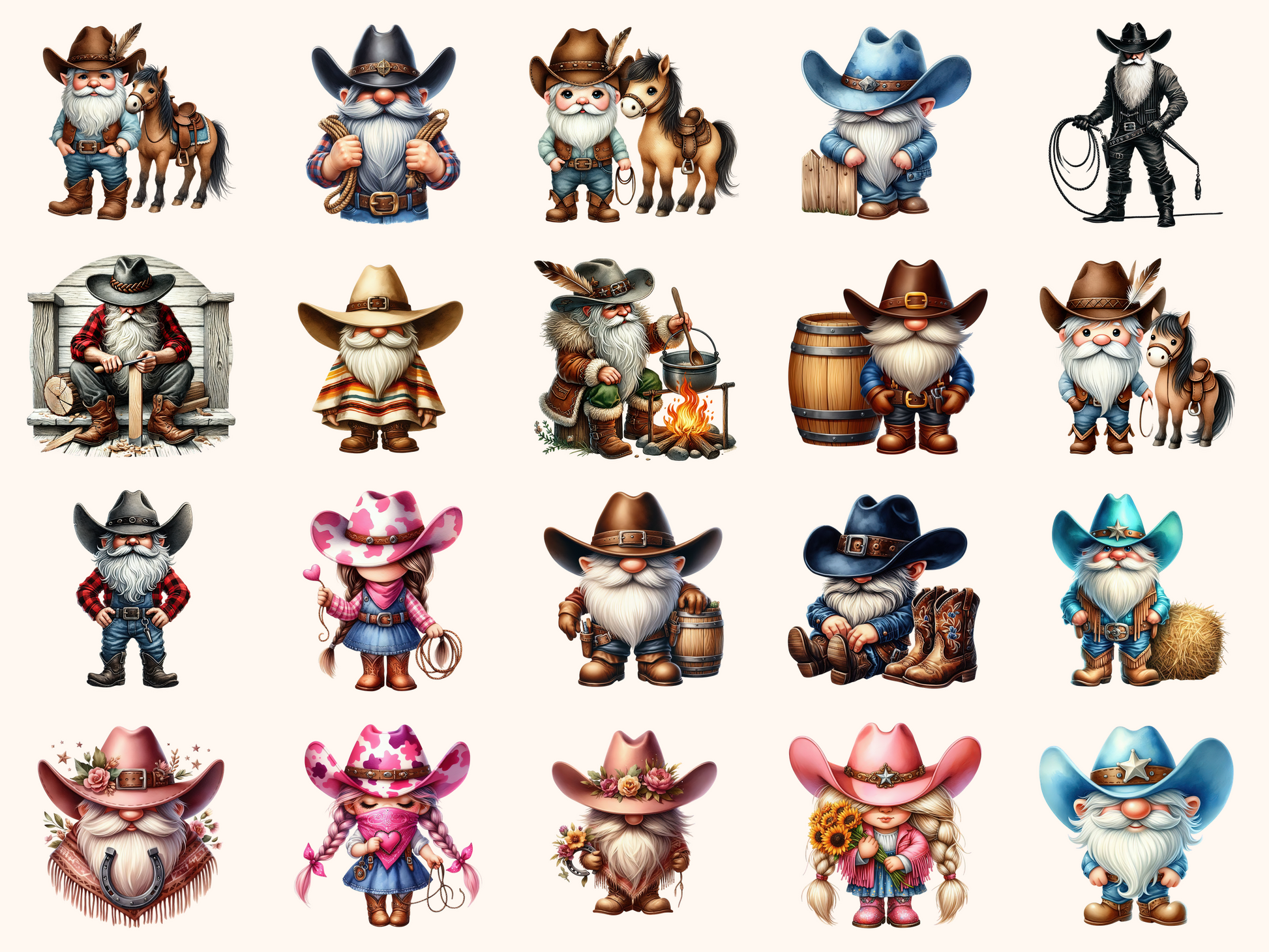 Cowboy Gnomes Clipart