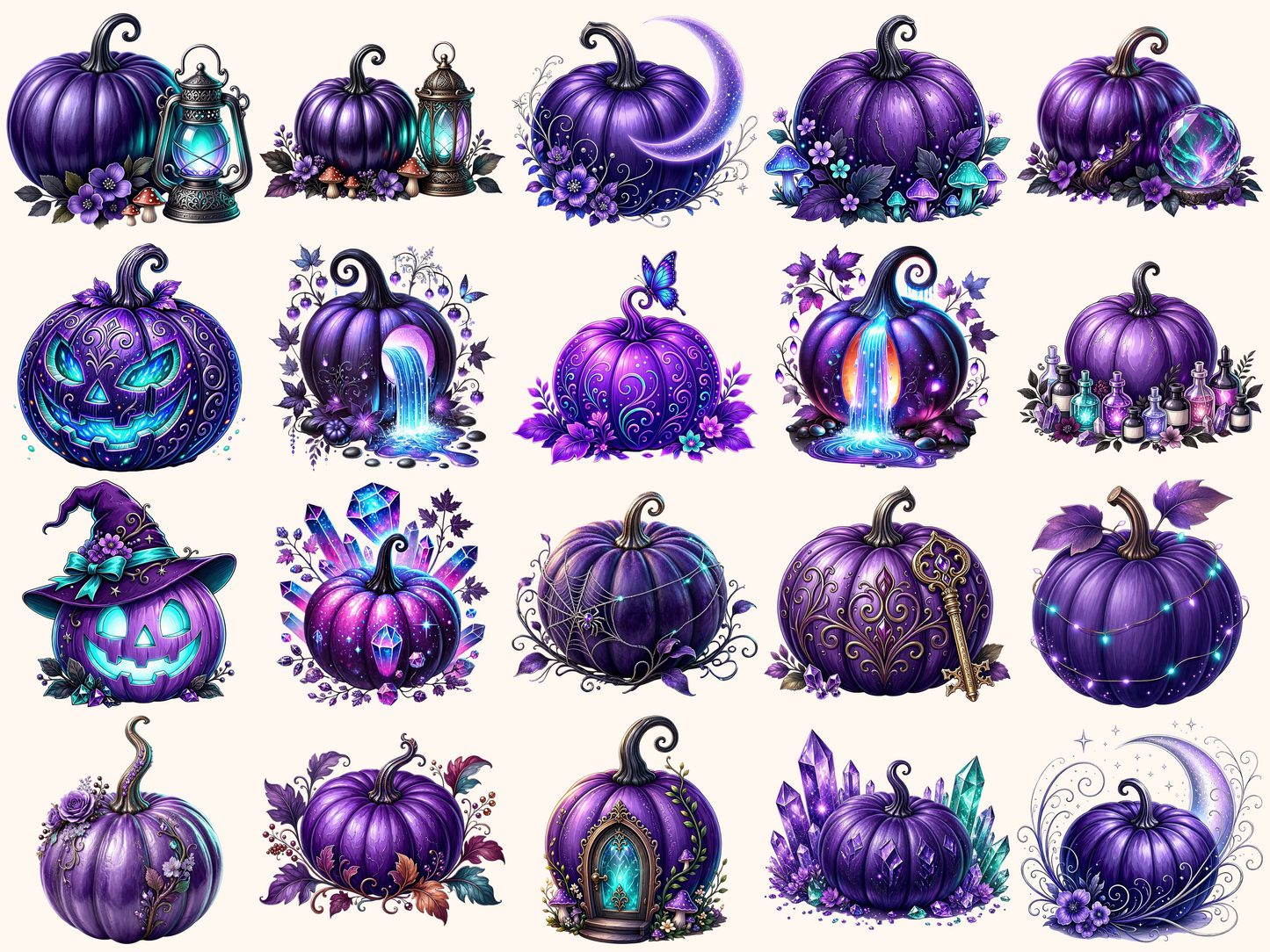 Violet Pumpkins Clipart