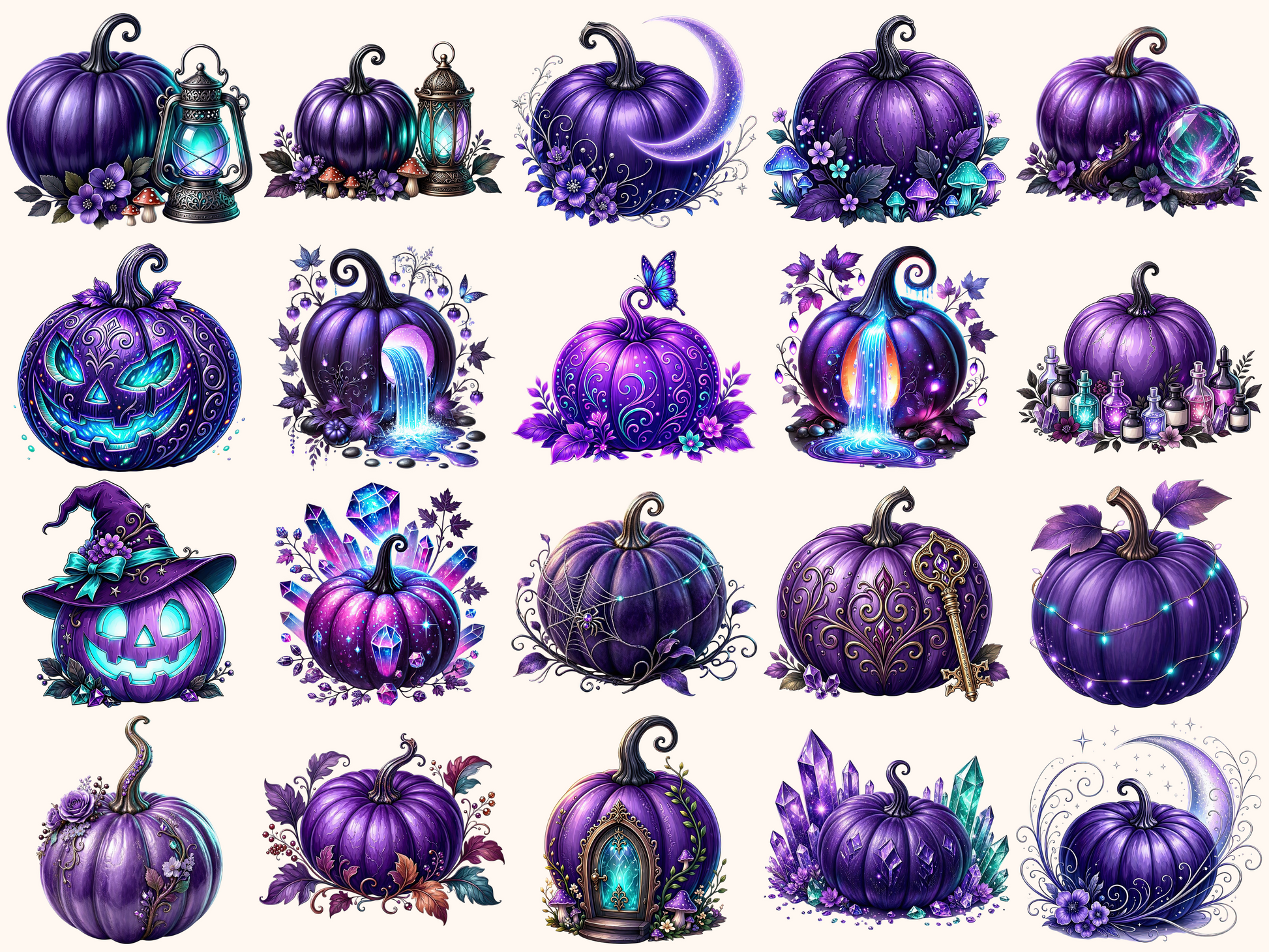 Violet Pumpkins Clipart