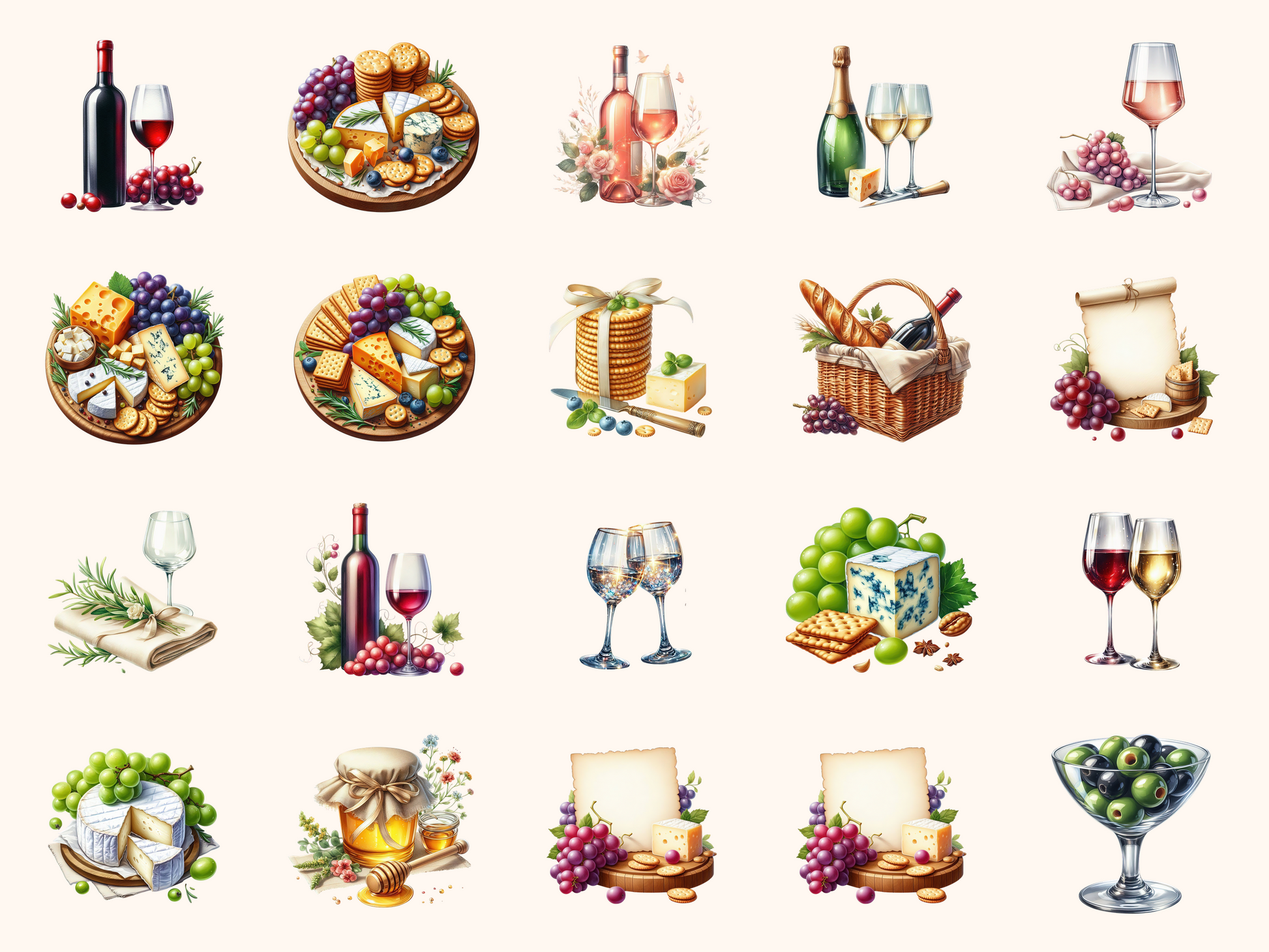 Cheese & Wine Clipart