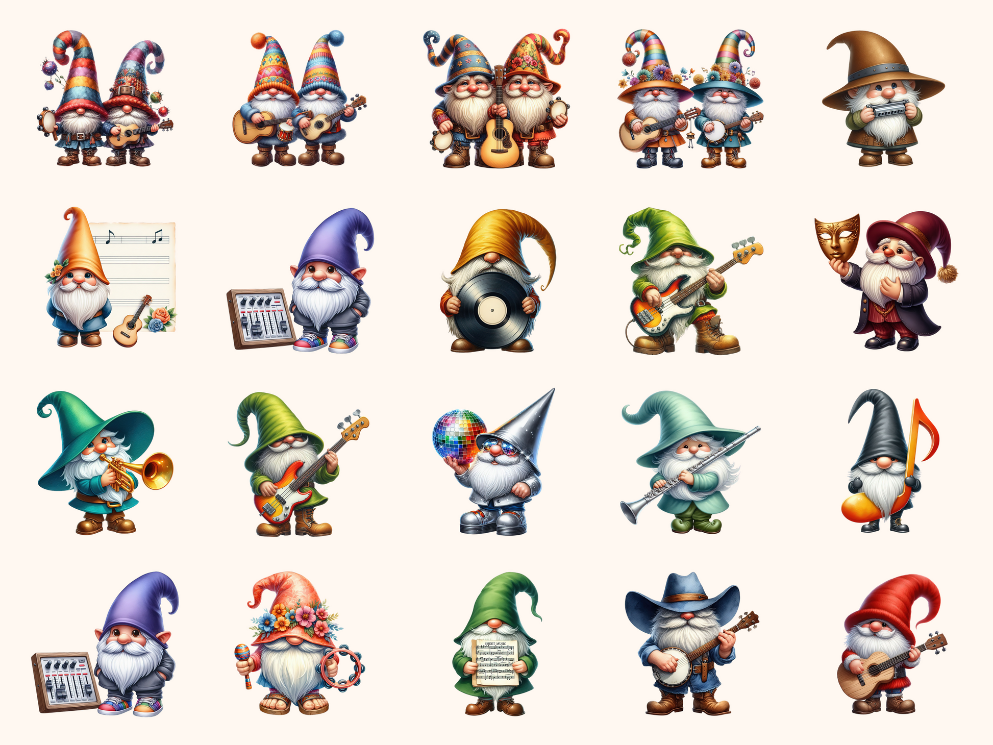 Musical Gnomes Clipart