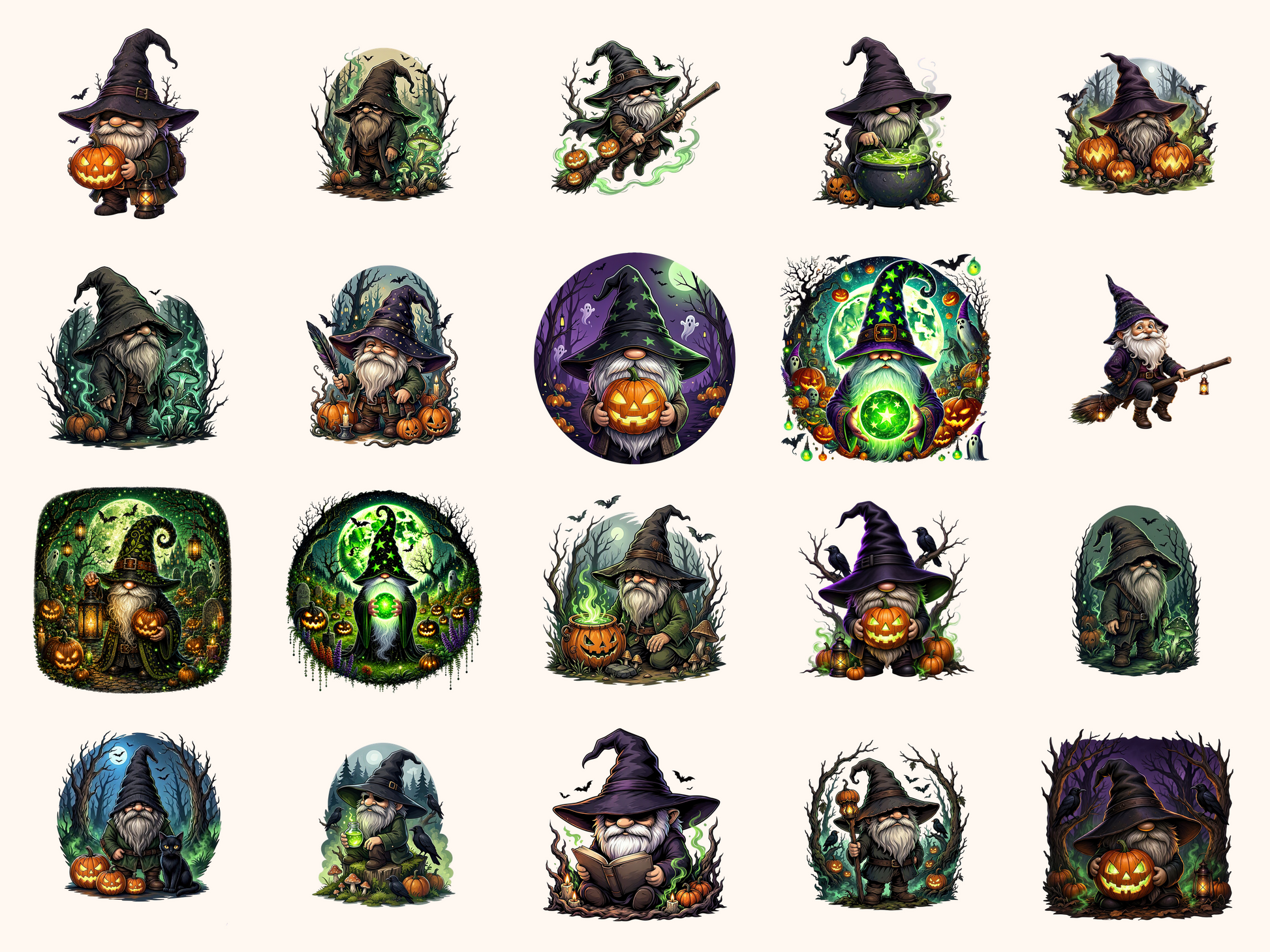 Eerie Forest Gnomes Clipart