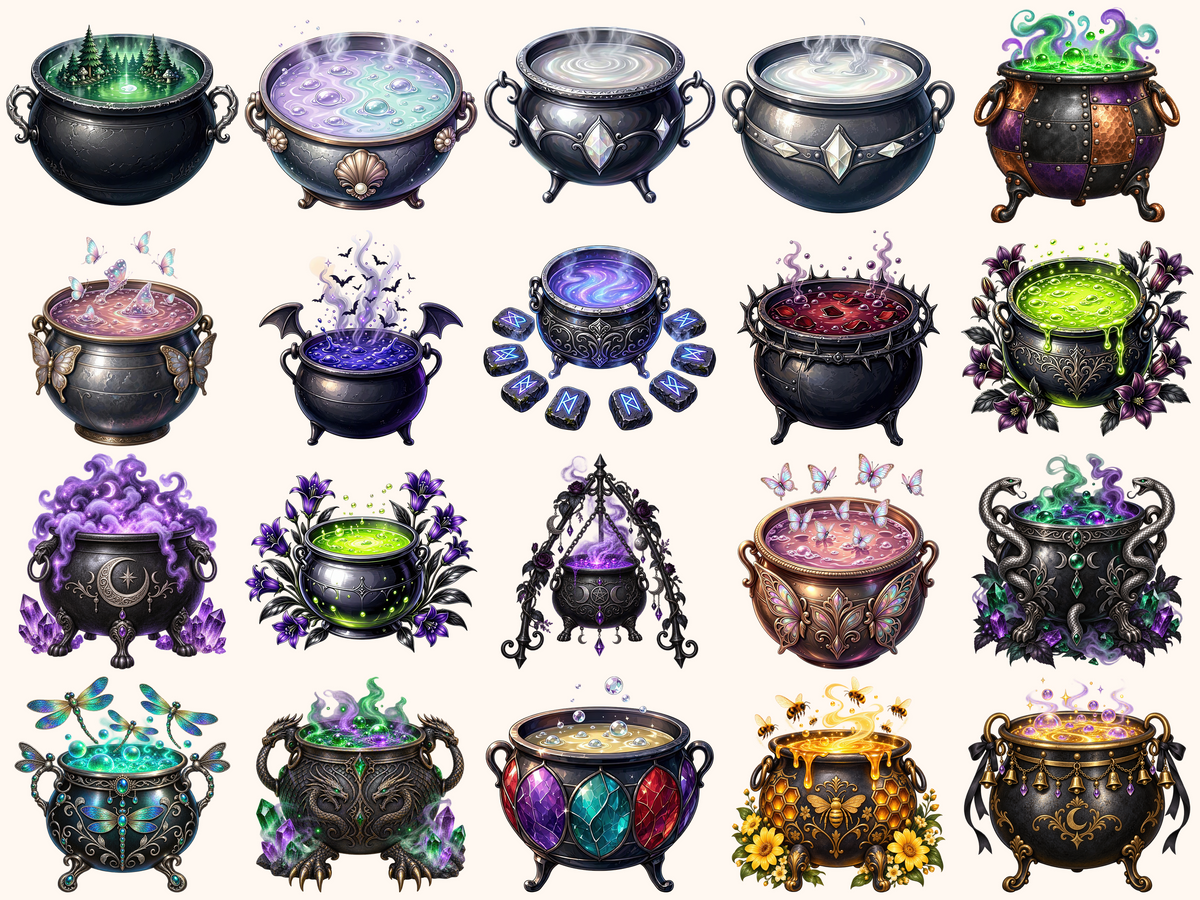 Witch Cauldrons Clipart