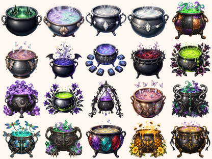 Witch Cauldrons Clipart