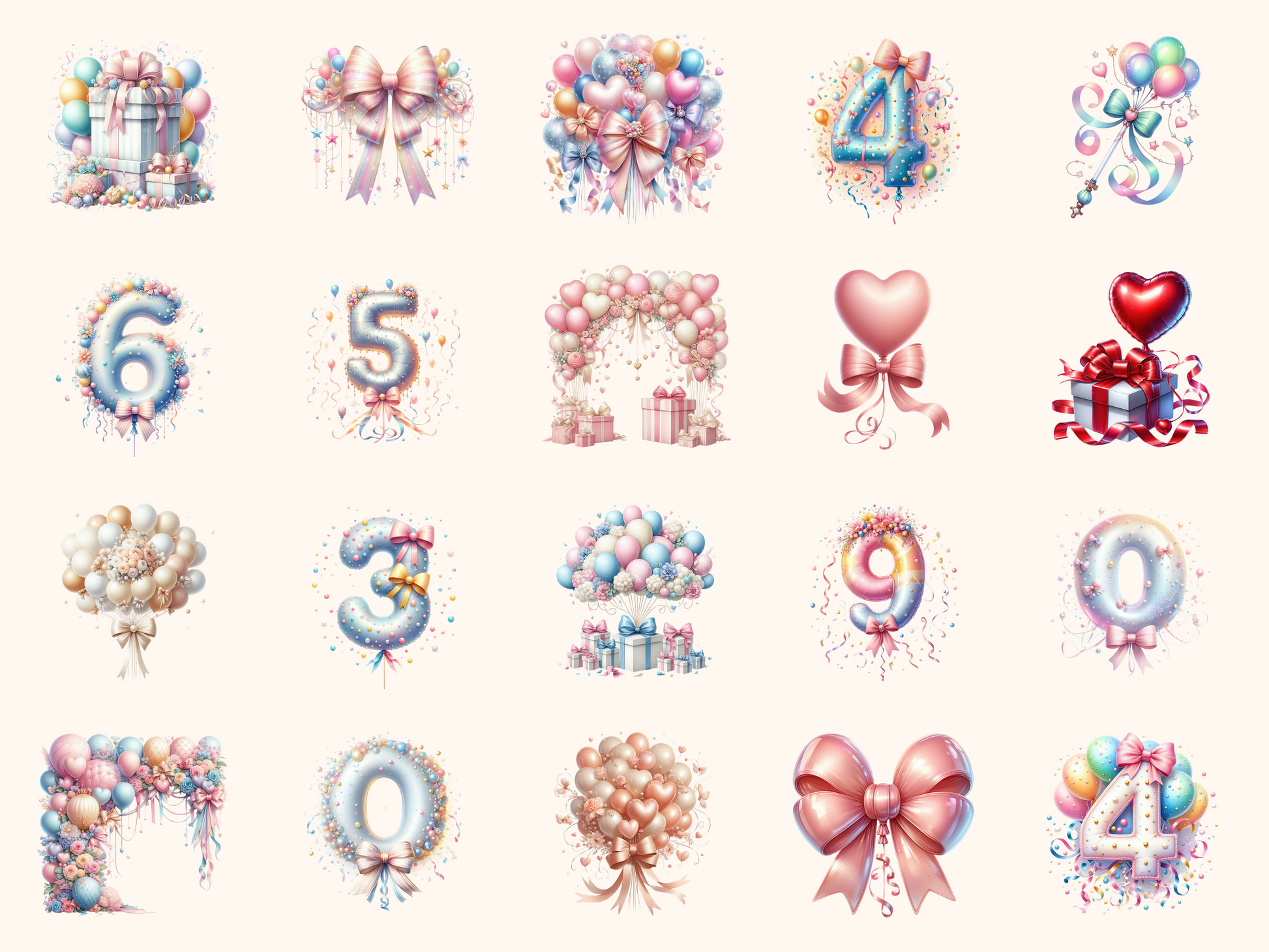 Bows & Balloons Clipart