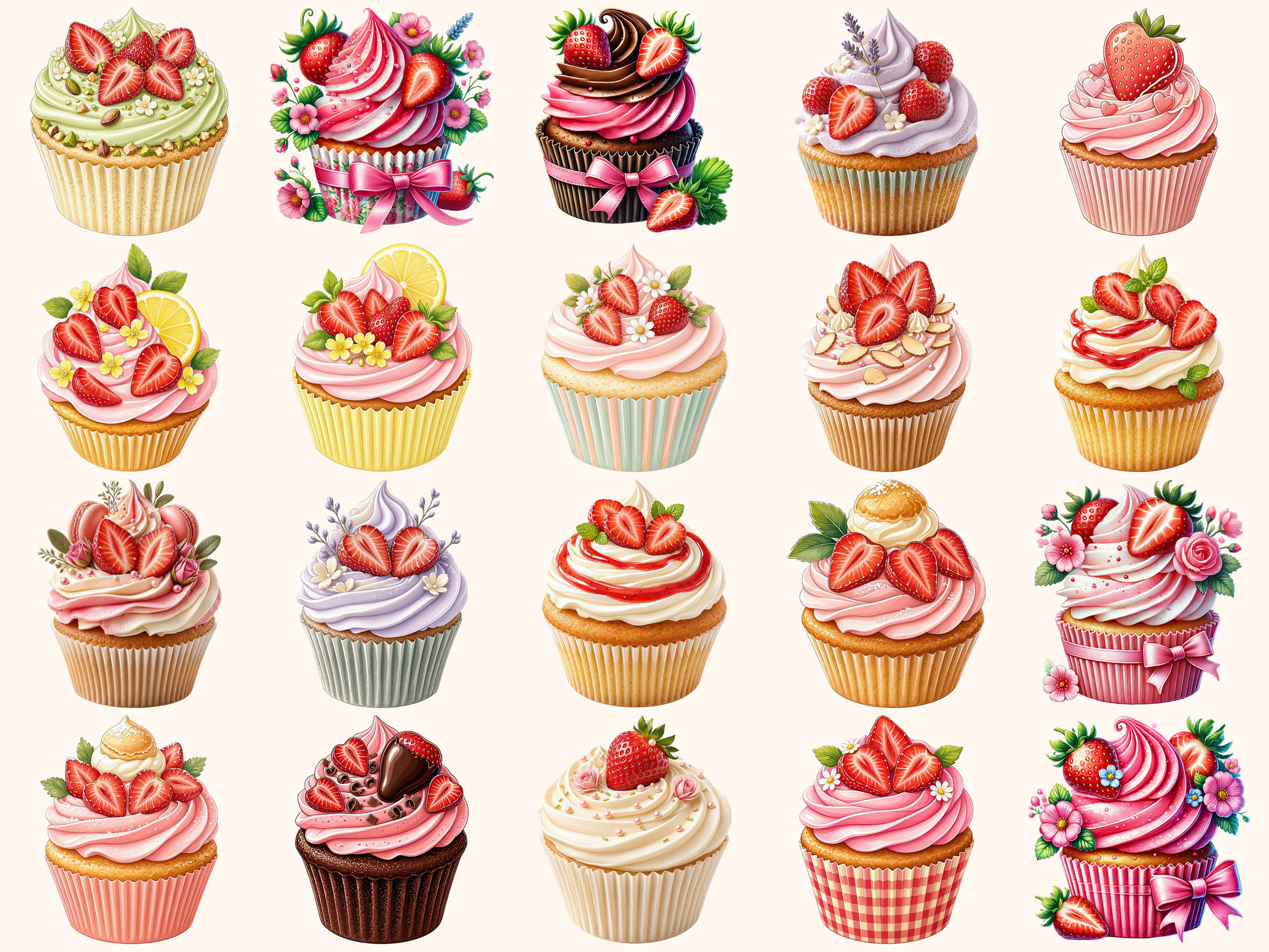 Strawberry Cupcakes Clipart