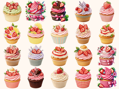 Strawberry Cupcakes Clipart