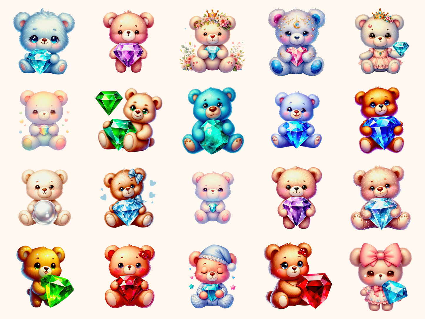 Birthstone Bears Clipart