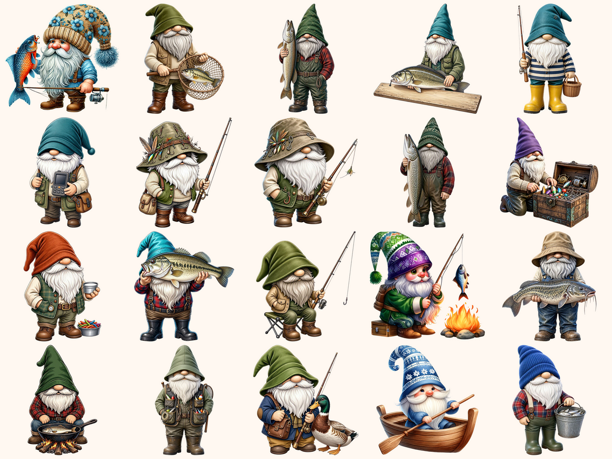 Fisher Gnomes Clipart