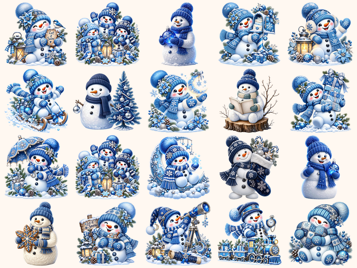 Blue Snowman Clipart