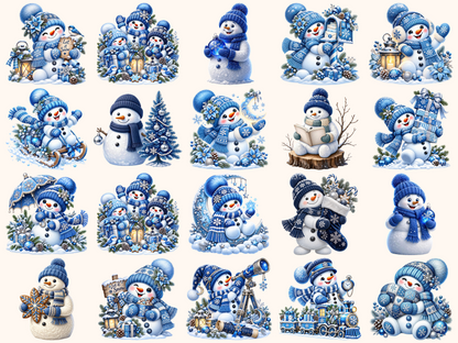 Blue Snowman Clipart