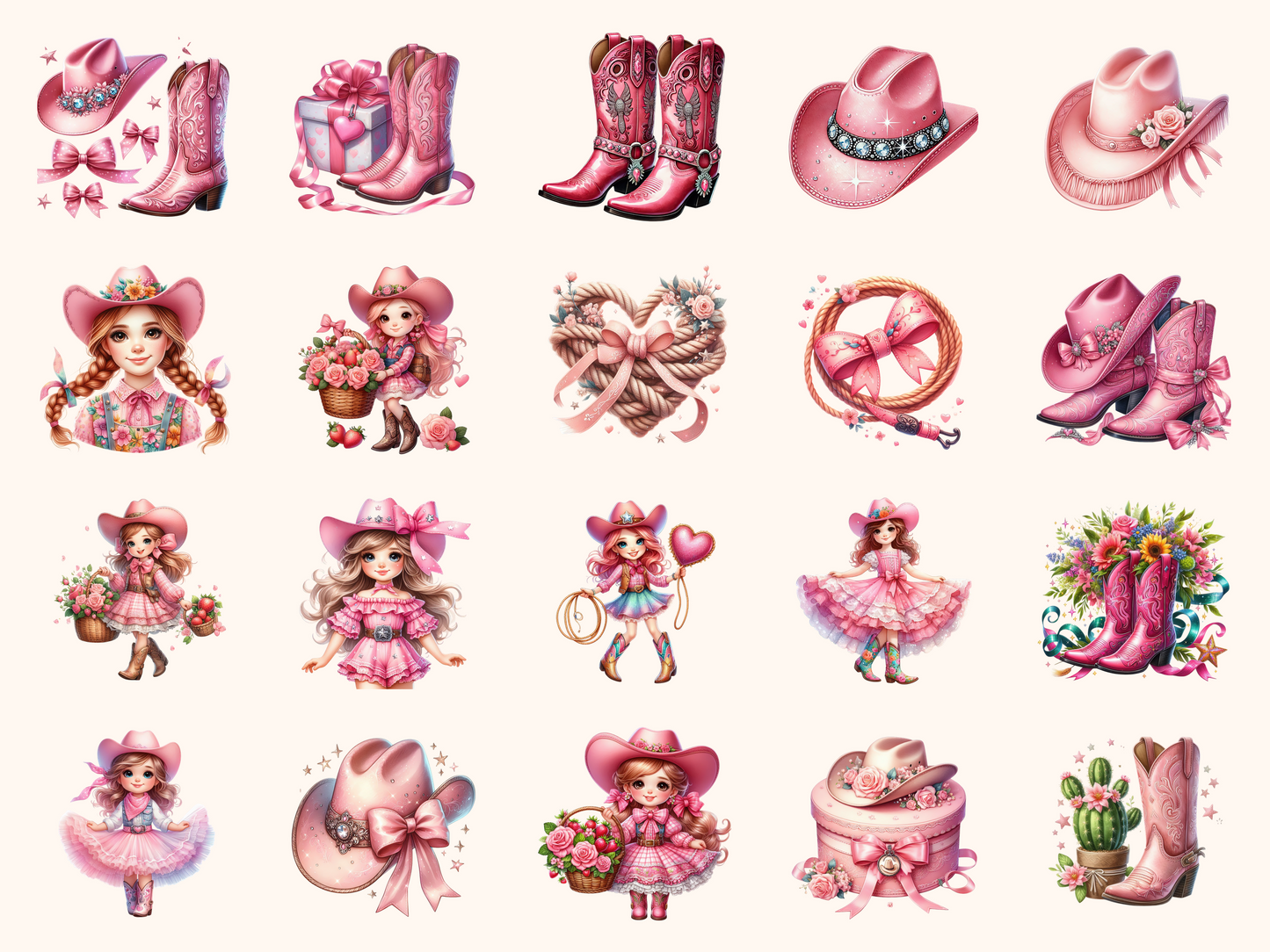 Pink Cowgirls Clipart
